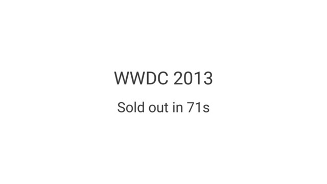 WWDC 2013
Sold out in 71s
