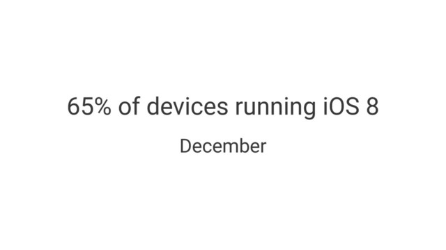 65% of devices running iOS 8
December
