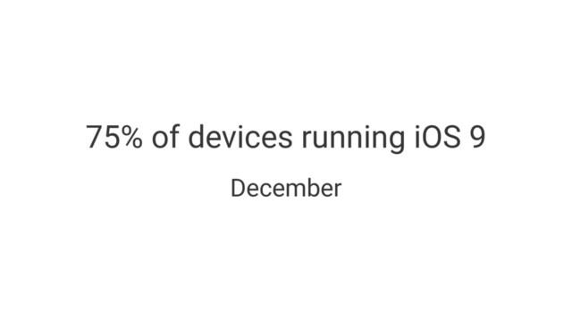 75% of devices running iOS 9
December

