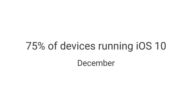 75% of devices running iOS 10
December
