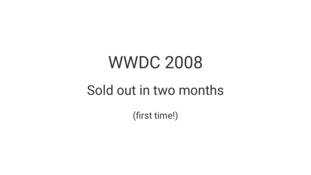 WWDC 2008
Sold out in two months
(ﬁrst time!)
