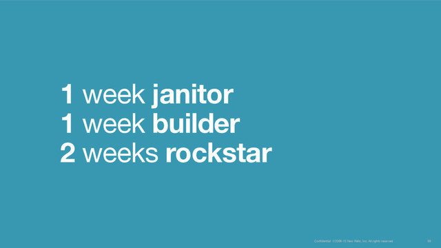 Confidential ©2008-15 New Relic, Inc. All rights reserved. 59
1 week janitor
1 week builder
2 weeks rockstar
