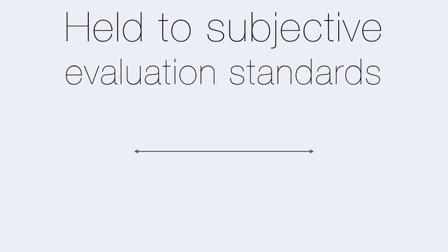 Held to subjective
evaluation standards
