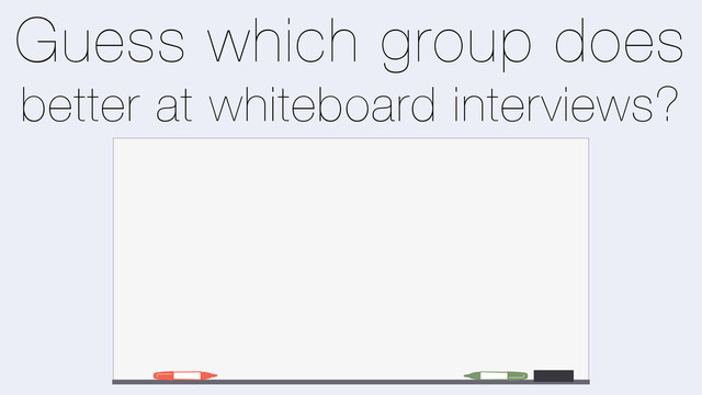 Guess which group does
better at whiteboard interviews?
