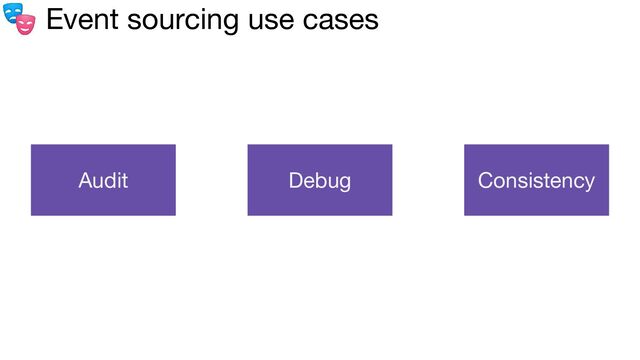 🎭 Event sourcing use cases
Audit Debug Consistency
