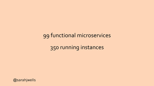 @sarahjwells
99 functional microservices
350 running instances
