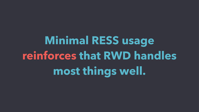 Minimal RESS usage
reinforces that RWD handles
most things well.
