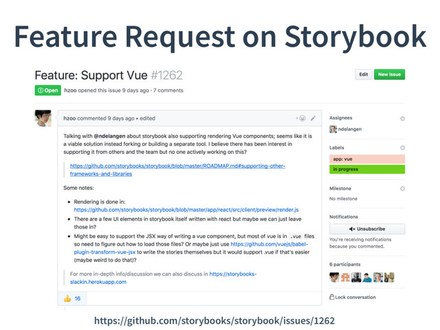 Feature Request on Storybook
https://github.com/storybooks/storybook/issues/1262
