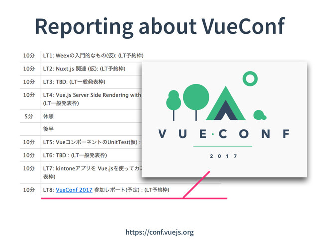 Reporting about VueConf
https://conf.vuejs.org
