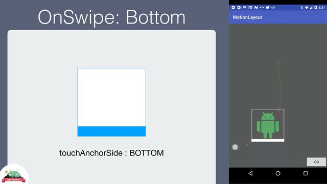 OnSwipe: Bottom
touchAnchorSide : BOTTOM
