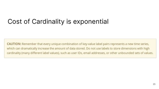 Cost of Cardinality is exponential
23

