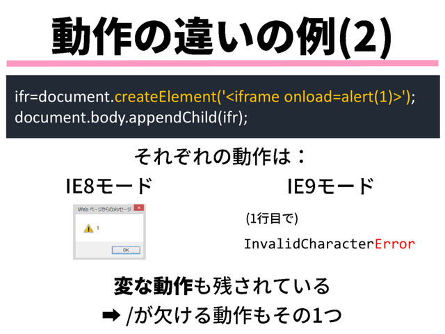 ifr=document.createElement('');
document.body.appendChild(ifr);
InvalidCharacterError
