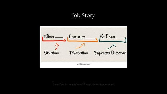https://blog.intercom.io/using-job-stories-design-features-ui-ux/
Job Story

