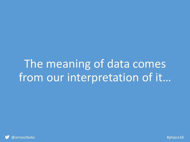 @arnoutboks #phpce18
The meaning of data comes
from our interpretation of it…
