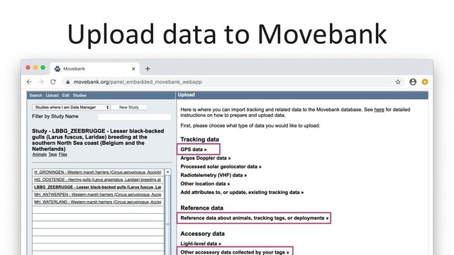 Upload data to Movebank
