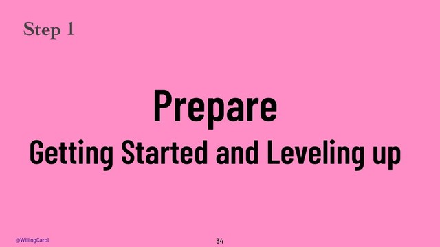 @WillingCarol
Prepare
Getting Started and Leveling up
34
Step 1
