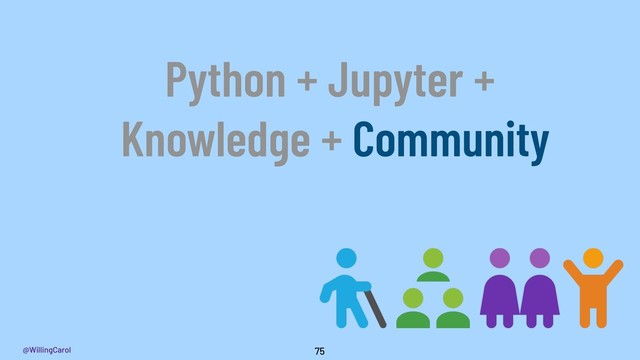 @WillingCarol 75
Python + Jupyter +
Knowledge + Community
