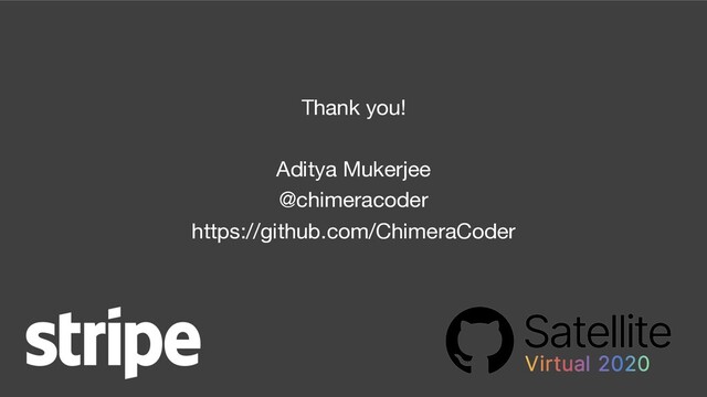 Thank you!
Aditya Mukerjee
@chimeracoder
https://github.com/ChimeraCoder
