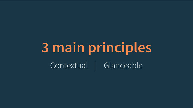 3 main principles
Contextual | Glanceable
