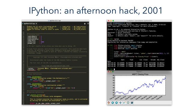 IPython: an afternoon hack, 2001
