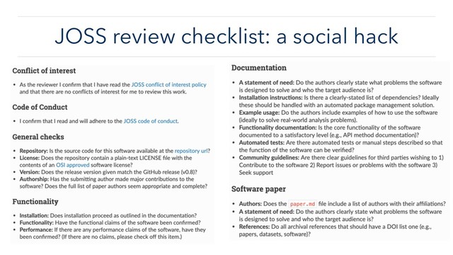 JOSS review checklist: a social hack

