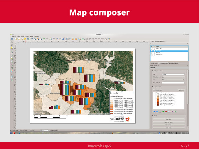 Introducción a QGIS 44 / 47
Map composer
