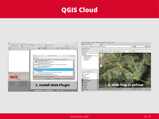 Introducción a QGIS 45 / 47
QGIS Cloud
