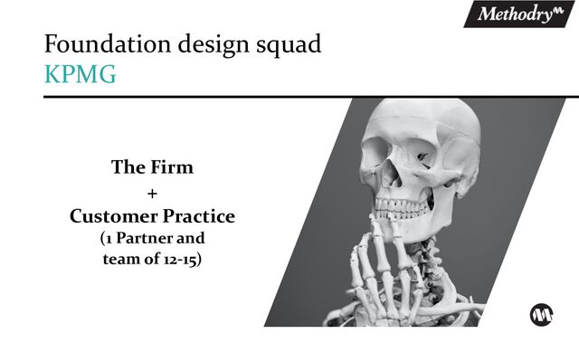 The Firm
+
Customer Practice
(1 Partner and
team of 12-15)
Foundation design squad
KPMG
