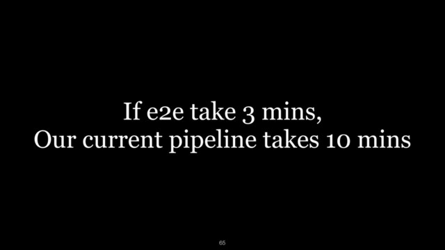 If e2e take 3 mins,
Our current pipeline takes 10 mins
65
