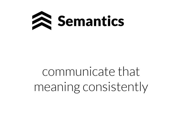 Semantics
communicate that
meaning consistently

