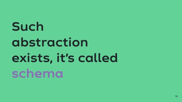 Such
abstraction
exists, it’s called
schema
!18
