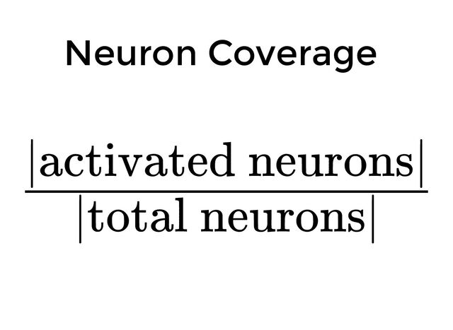 Neuron Coverage
∣total neurons∣
∣activated neurons∣
