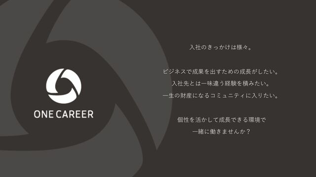 Copyright © ONE CAREER Inc. All Rights Reserved.
Copyright © ONE CAREER Inc. All Rights Reserved. 33
1. 意義あるミッション・事業
2.募集職種
3.働く環境・募集要項
