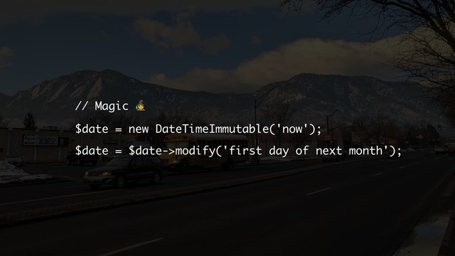 // Magic 
$date = new DateTimeImmutable('now');
$date = $date->modify('first day of next month');
