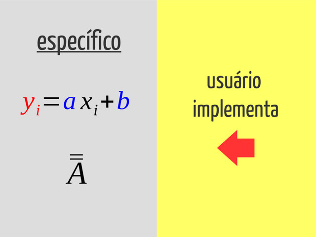 específico genérico
y
i
=a x
i
+b
¯
¯
A
ϕ=‖¯
do−¯
d‖2
minimizar
usuário
implementa
