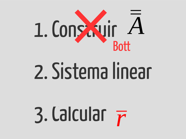1. Construir
2. Sistema linear
3. Calcular
¯
¯
A
¯
r
Bott
