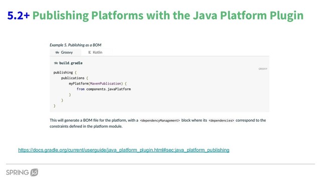 5.2+ Publishing Platforms with the Java Platform Plugin
https://docs.gradle.org/current/userguide/java_platform_plugin.html#sec:java_platform_publishing
