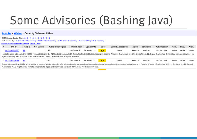Some Advisories (Bashing Java)
