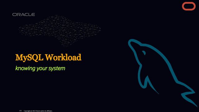 MySQL Workload
knowing your system
Copyright @ 2023 Oracle and/or its affiliates.
135
