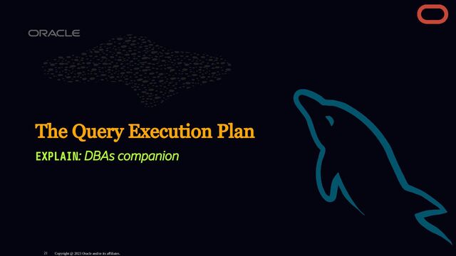 The Query Execution Plan
EXPLAIN: DBAs companion
Copyright @ 2023 Oracle and/or its affiliates.
21

