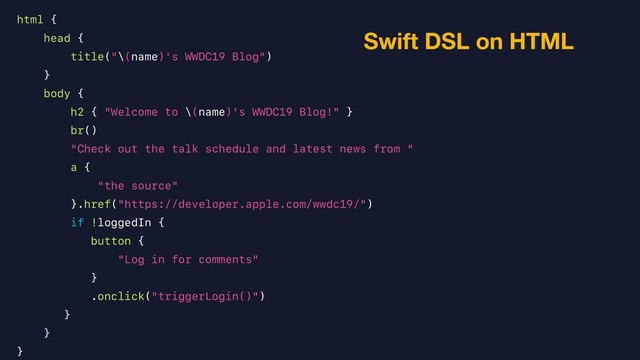 Swift DSL on HTML

