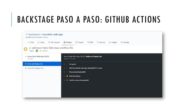 BACKSTAGE PASO A PASO: GITHUB ACTIONS
