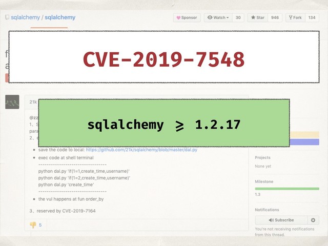 sqlalchemy >= 1.2.17
CVE-2019-7548
