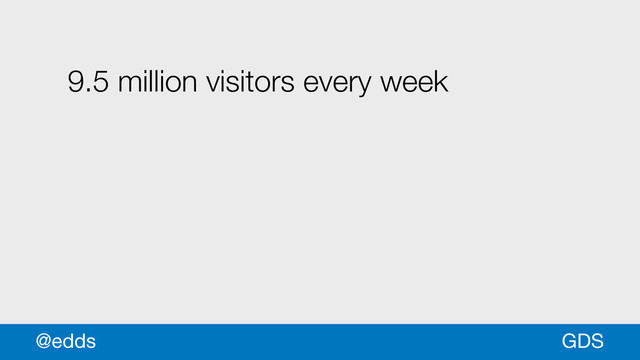 9.5 million visitors every week
GDS
@edds
