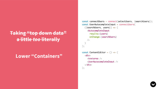 Taking “top down data”
a little too literally
Lower “Containers”
