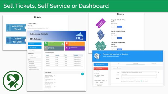 Sell Tickets, Self Service or Dashboard
