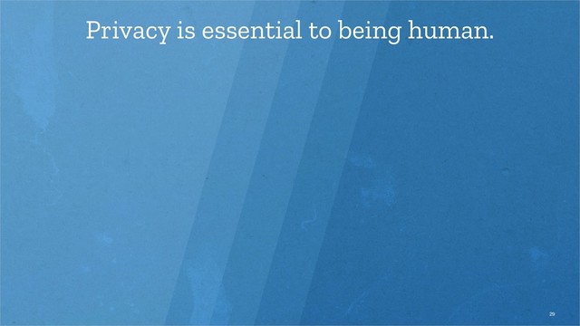 Privacy is essential to being human.
29
