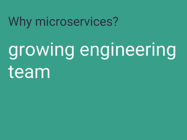 Why microservices?
growing engineering
team
