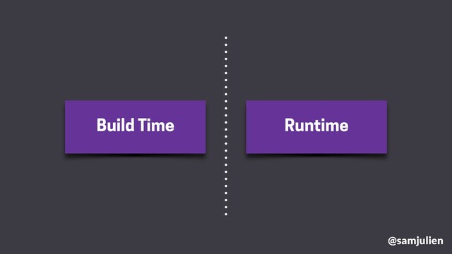 Build Time Runtime
@samjulien

