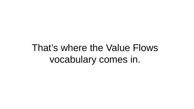 That’s where the Value Flows
vocabulary comes in.
